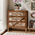 3-Drawer Accent Dresser with Mirror Fronts, Modern Farmhouse Accent Chest Clean-Lined Silhouette