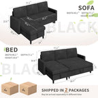Walsunny L-Shaped Sectional Sleeper Sofa | Pull-Out Bed with Storage, Reversible Design