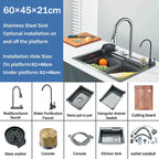 304 Stainless Steel Waterfall Kitchen Sink Sink Large Single basin With Large Single Slot Sink Above Counter With Cup Disher