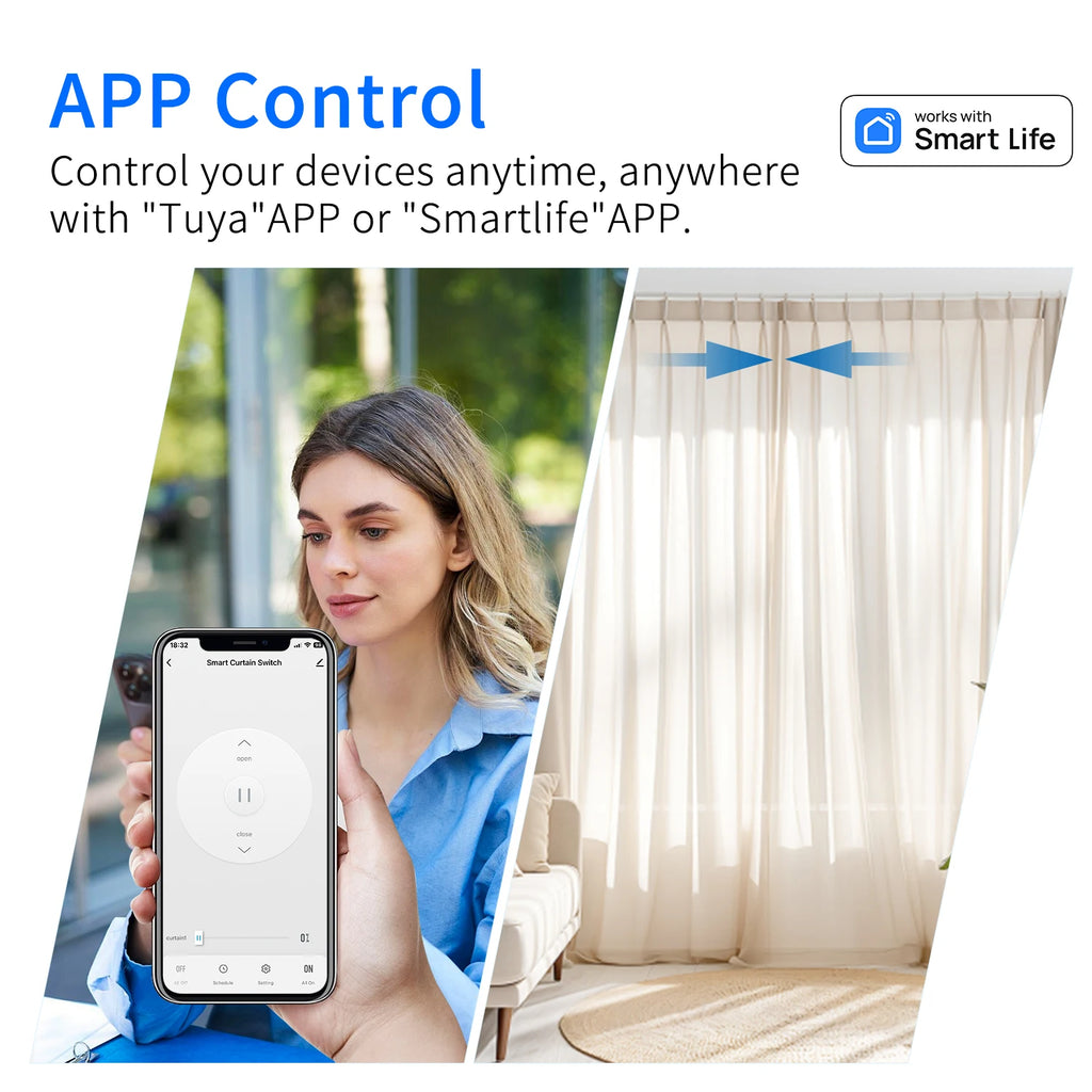 Tuya WiFi ZigBee3.0 Smart Curtain Module Electric Motor Smart Curtain Switch Blinds Roller Shutter  Works with Google Alexa Home