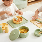 Kids Pretend Play Kitchen Toy Set With Realistic Cooking Utensils Soft Safe Silicone For Ages 3 And Up A2UB