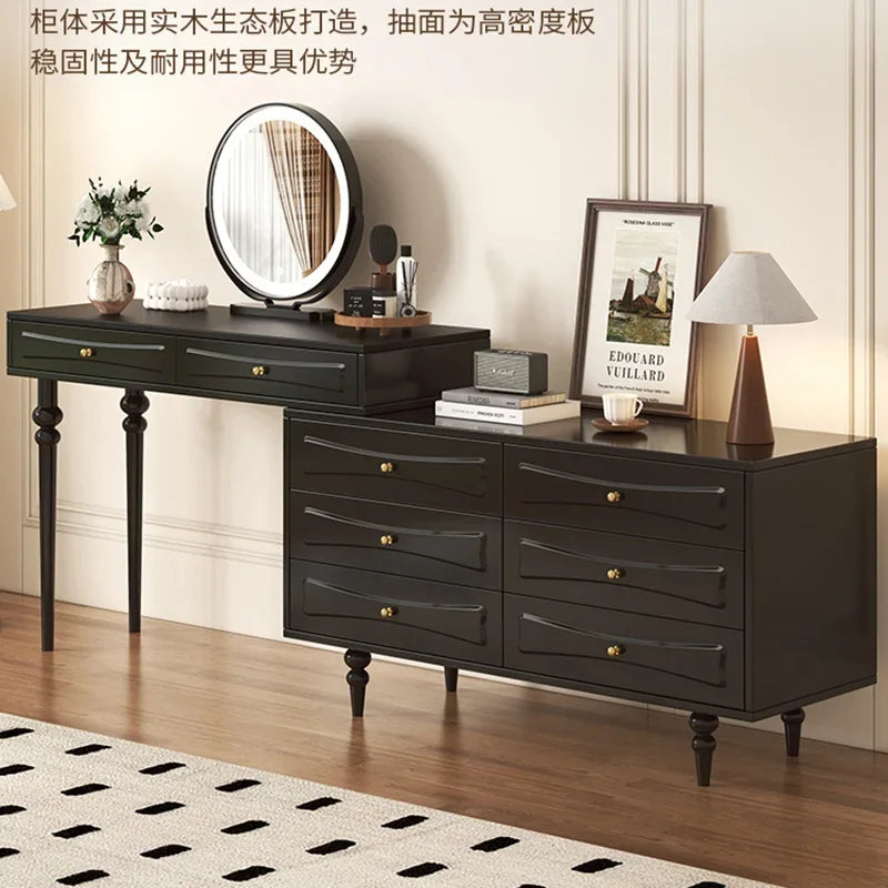American Solid Wood Dresser Modern Simple Bedroom Vanity Table with Mirror Storage Cabinet Home Furniture Tocador Mueble FYDT