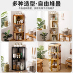 Bamboo Kitchen Corner Spice Rack Tiered Condiment Organizer Multi-Function Countertop Storage Shelf for Seasoning Jars
