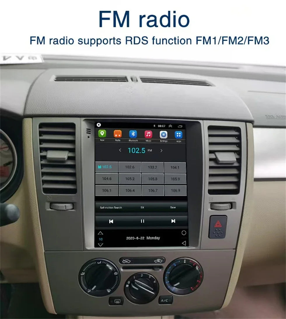 For Nissan Tiida Versa 2004 2005 - 2013 for Tesla Style 9.7" Android 15 Car Android auto Wireless Carplay Radio GPS Navi NO DVD