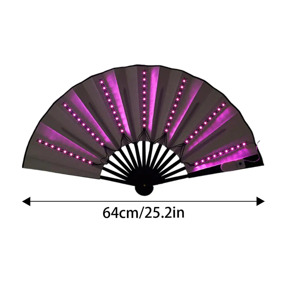 Light Up Folding Hand Fan LED Hand Fan For Dancing Stage Performance Props For Wedding Night Club Hot Weather Cooling Tools