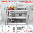 Stainless Steel Sink Kitchen Household Thickened Single Trough with Bracket Wash Basin Sink with Platform Easy Landing