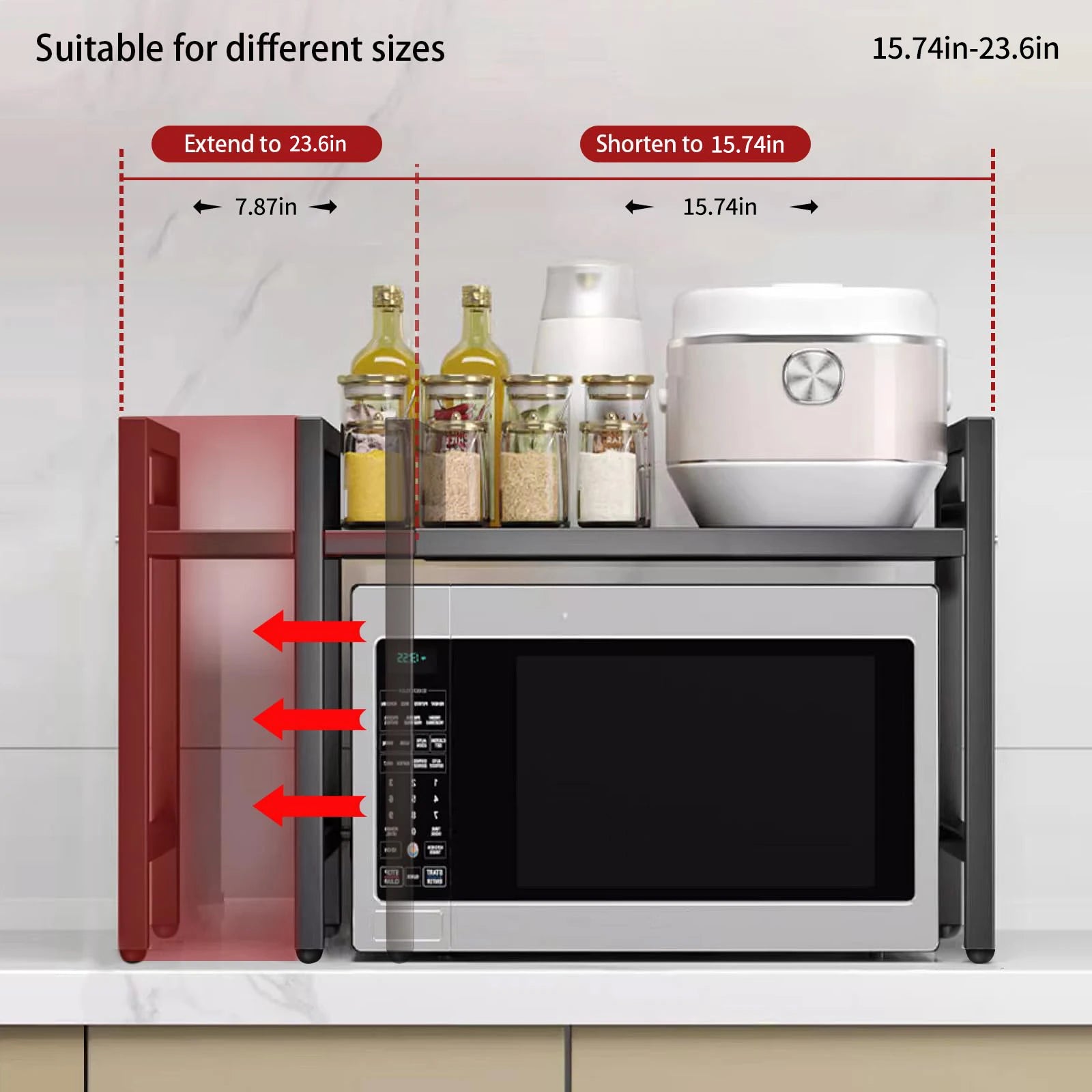 Expandable Microwave Shelf Organizer (42-64cm)