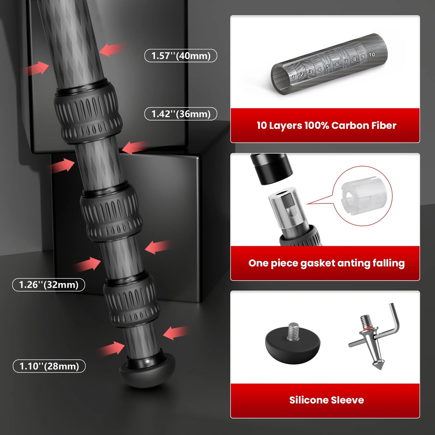 EVUMO XT9S Z8 Carbon Fiber Hunting Tripod Professional DSLRs Camera Tripod Heavy Duty Stand Camcorder Telescope Phone Load 40kg