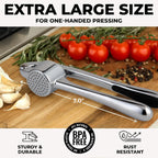 Kitchen Large Premium Garlic Press Set - Bigger Bowl for Bigger Garlic - Rust Proof & Dishwasher Safe Garlic Mincer Tool