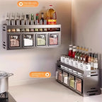 Stainless Steel Kitchen Spice Rack Wall-Mounted Multi-Functional Spice Rack Box Jar Kitchen Storage Home Organizador De Cocina