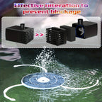 Indoor and outdoor 6.5w solar fountain, automatic bird bath fountain, with DIY nozzle set, suitable for gardens, courtyards,