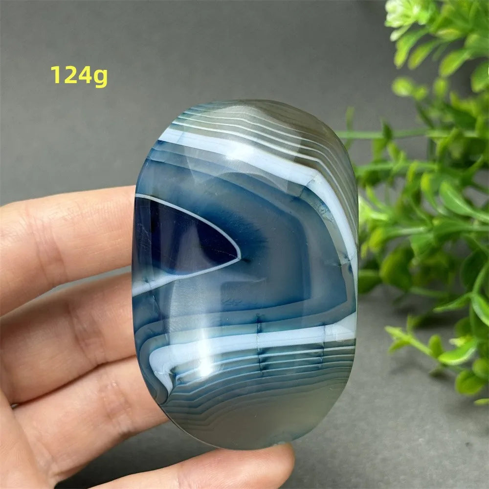 Natural Blue Agate Palm Play Healing Spiritual Meditation Chakra Witchcraft Prayer Energy Feng Shui Home Decor Gift