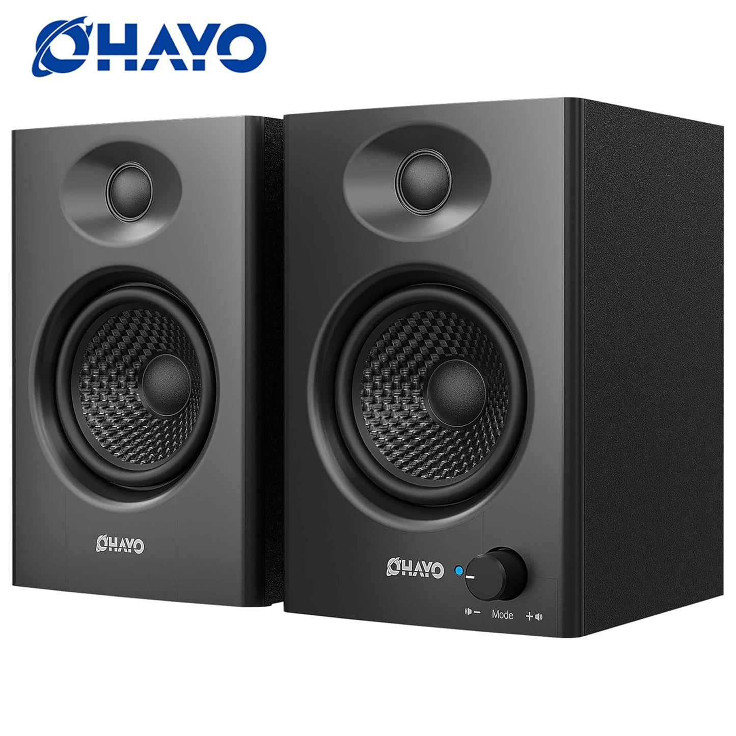 OHAYO 60W Computer Speakers for Music Gaming, Active Bluetooth 5.3, Stereo 2.0 Speakers for Desktop PC or Laptop, Aux RCA Input