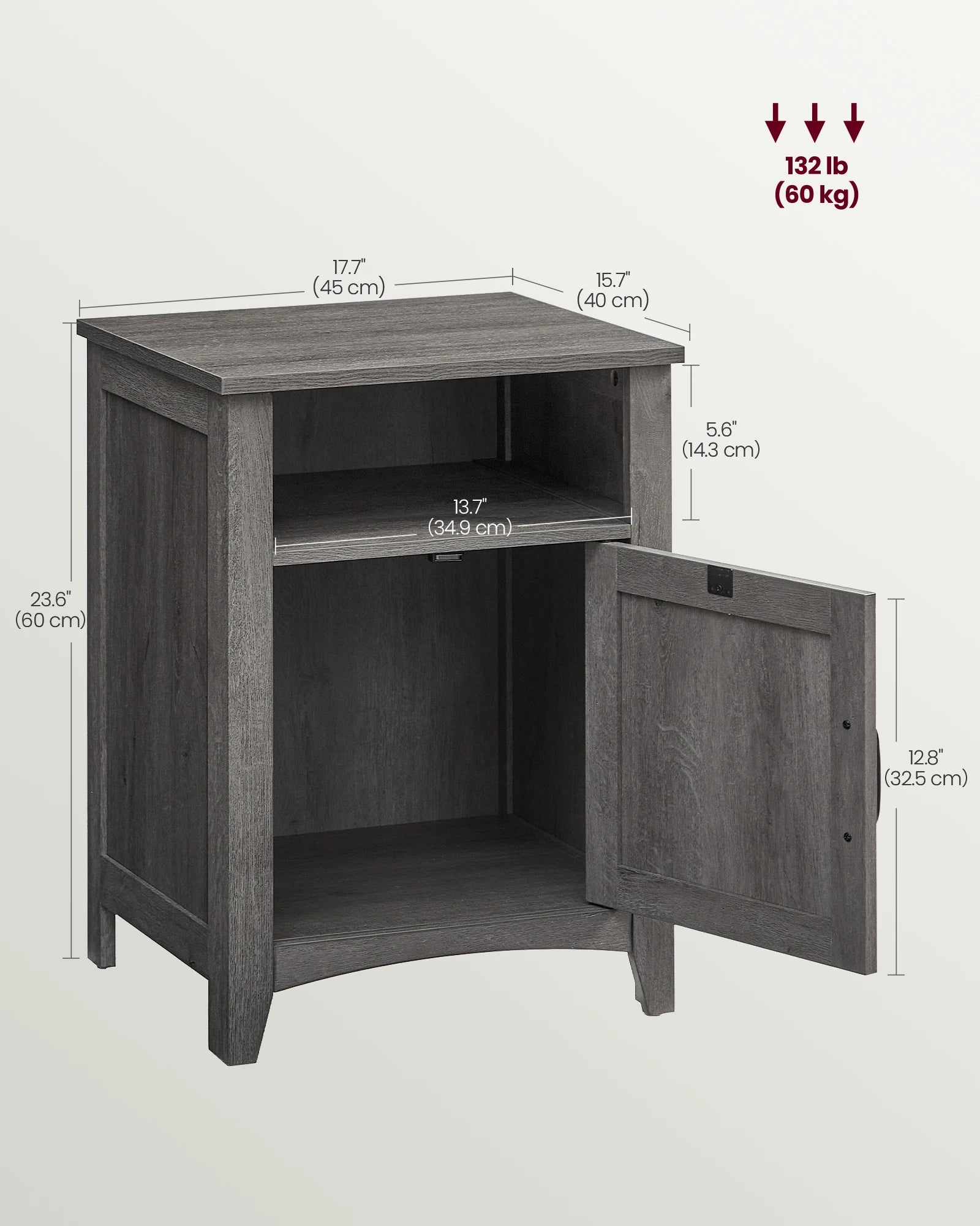 VASAGLE Farmhouse Nightstand with Barn Door, Set of 2, Bedside Table with Storage, Side End Table, Night Stand