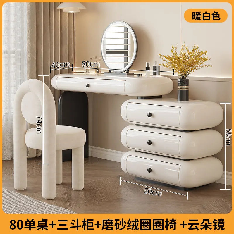 Luxury Modern Makeup Vanity Dressers For Bedroom Headdresses Hairstyles Comfortable Vanity Desk With Light Mirror With Seat