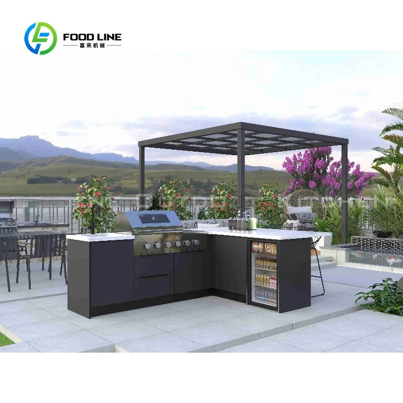Customized Stainless Steel BBQ Grill Modular Outdoor Kitchen Island Furniture Cabinets Most Popular for Apartment