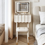 French Foldable Cover Dressing Table Simple Mini Storage Makeup Vanity Table with Mirror Modern Dressers for Bedroom Furniture