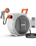 VEVOR Retractable Garden Hose Reel Wall Mounted Hose Reel Heavy Duty Garden Hose Reel with 9 Patterns Nozzle 180°Swivel Bracket