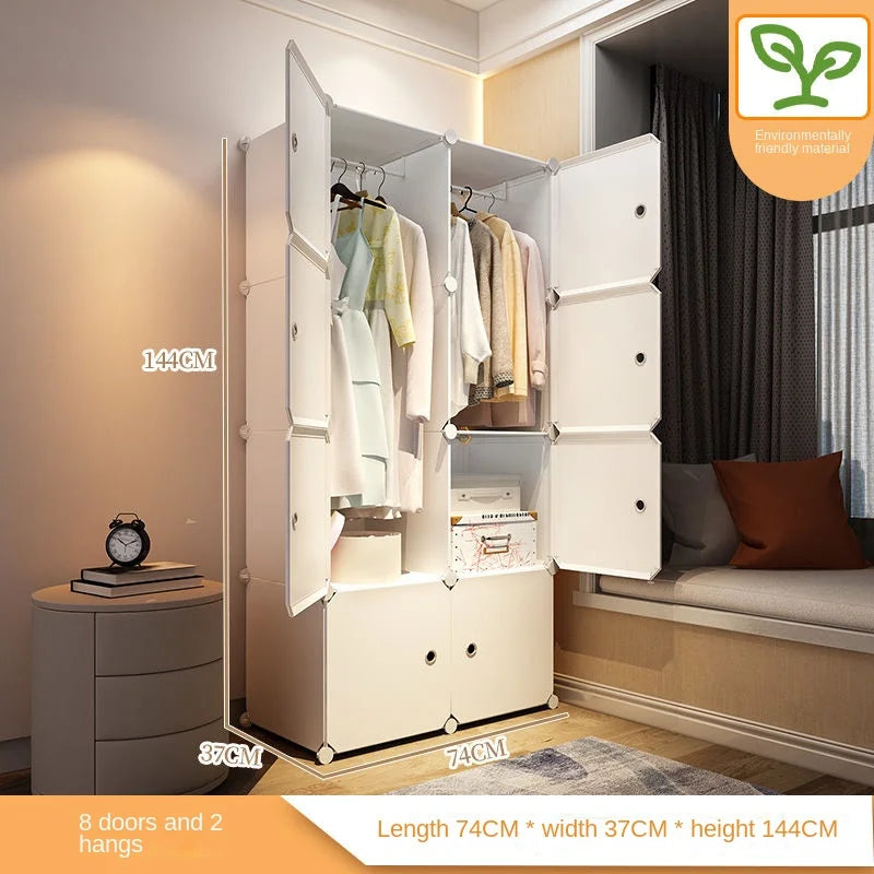 Home Bedroom Furniture Simple Wardrobe Clothes Cabinets Dressers Cube Storage Locker Baby Closet Plastic Collapsible Dustproof