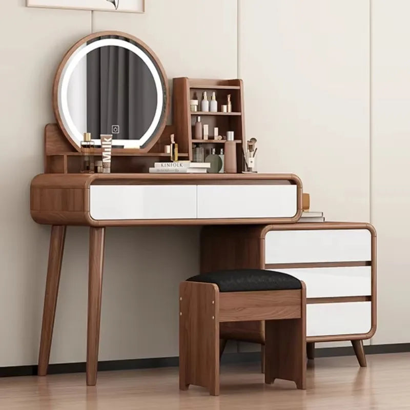 Luxury Makeup Vanity Table Korean Mid Century Korean Dressers Minimalist Dressing Table Beauty Penteadeira Quarto Bedroom Set