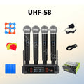 Wireless Microphone Handheld 4 Channel UHF Fixed Frequency Dynamic Microphone For Karaoke Wedding Party Band Church Performance