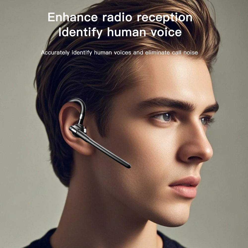 Wireless Bluetooth 5.4 Headset Ear-hook Single Ear Driving Headphone With Dual-Mic CVC8.0 Noise Cancelling Handsfree Earphones