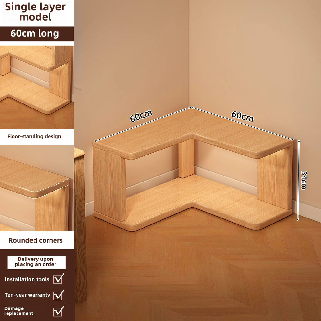 Solid Wood Corner Bookshelf Integrated Shelf Against The Wall Floor Narrow Cabinet Household Corner Storage Shelf Bookcase