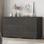 Dresser for Bedroom 6 Drawer Wood Dresser 58.3" Wide, Large Chest of Drawers for Bedroom, Living Room, Hallway, Entryway, Modern