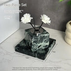 Luxury Marble Bath Set: Shampoo Bottles, Tray & Canister Organizer, Natural Stone Accessories for Home & Hotel Bathroom Decor