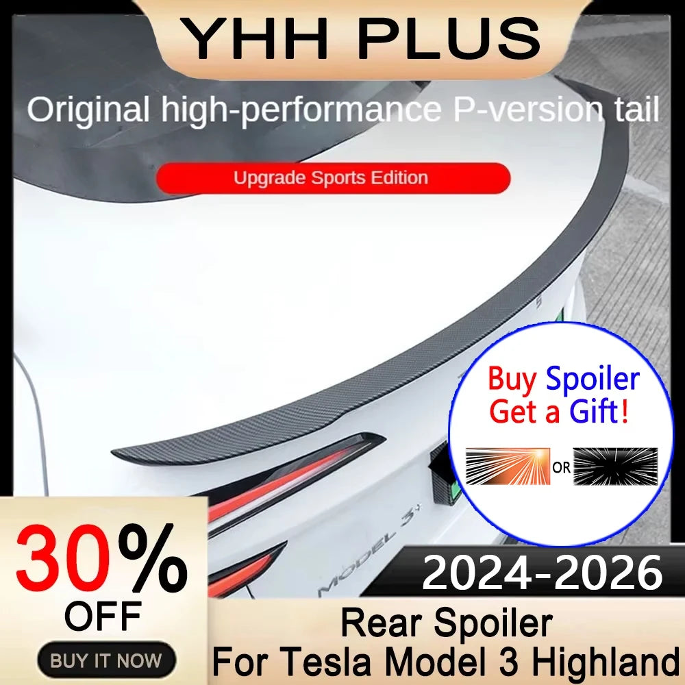 Spoiler for Tesla Model 3 Highland 2026 Accessories ABS Tail Wing New Design Lower Wind Resistance Ludicrous Auto Exterior Parts