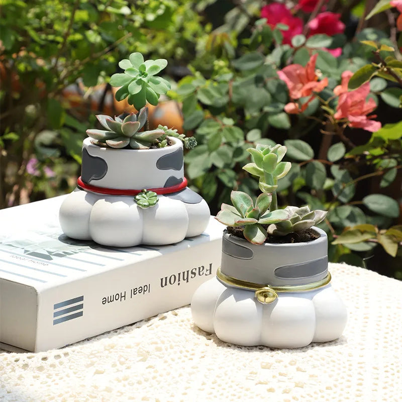 Cat's Paw Shaped Succulents Plants Pot Creative Kitten Planter for Mini Bonsai Fairy Garden Ornaments Home Tabletop Decoration