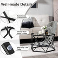Giantex Hexagonal Glass Coffee Table, End Table W/Tempered Glass Top & Sturdy Metal Legs, Modern Center Table, Geometric Small