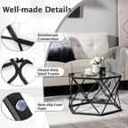 Giantex Hexagonal Glass Coffee Table, End Table W/Tempered Glass Top & Sturdy Metal Legs, Modern Center Table, Geometric Small