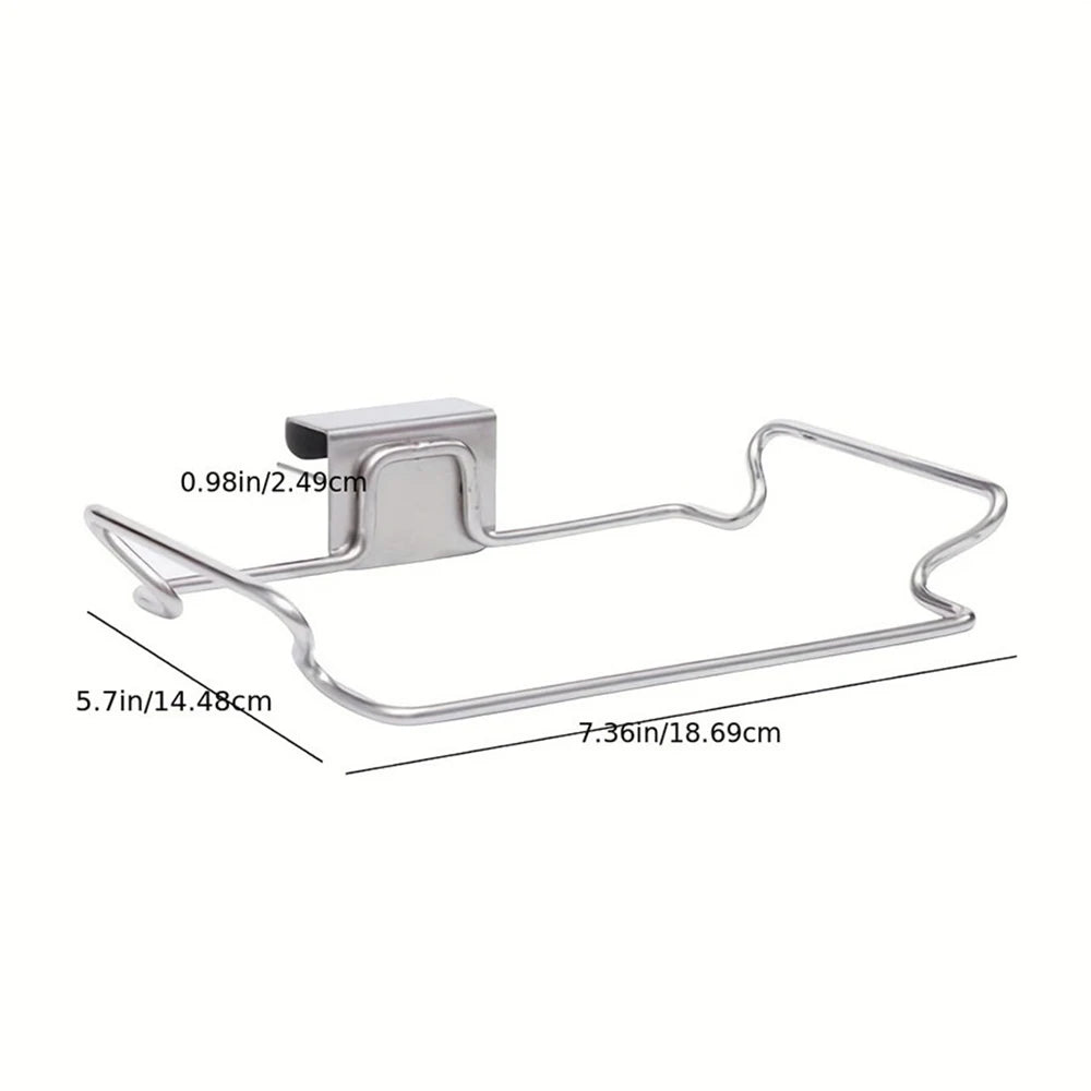 Stainless Steel Kitchen Garbage Bag Holder Hanging Cabinet Door Trash Rack Space-Saving Kitchen Gadget