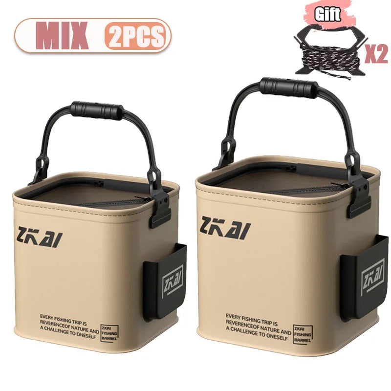1-2PCS 8/13L Multi-Purpose Collapsible Fishing Bucke Water Pail  Durable Portable Handheld Bucket With Lid for Outdoor Camping