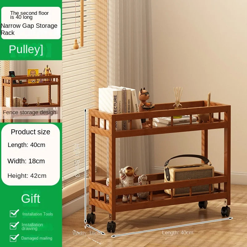 Kitchen multi-functional storage rack, crevice trolley, household living room mobile bathroom multi-layer floor-standing storage