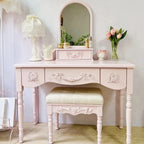 Girls Wood Modern Vanity Table Storage Mirror Drawers Luxury Bedroom Dressers Space Saving Penteadeira Quarto Furniture Home