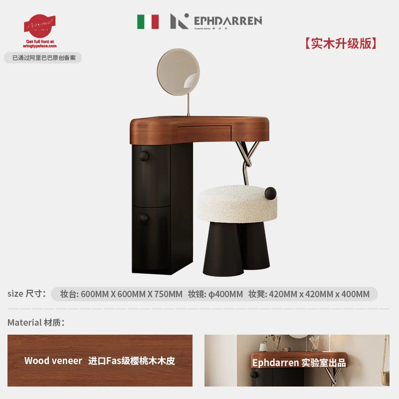 Bedroom Wood Makeup VanitiesTables Black Stool Small Chair Drawers Dressers Bedroom Girl Mirror Corner Coiffeuse Furniture Home