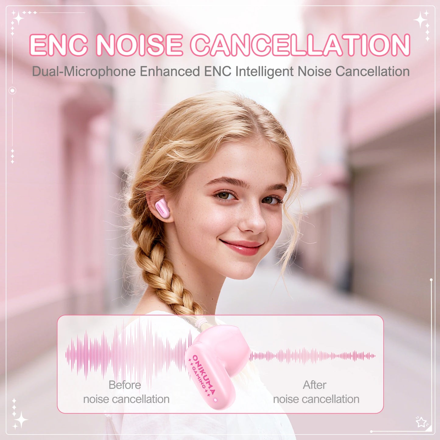 ONIKUMA TX603 TWS Bluetooth Earphone Low Latency Noise Cancelling Cool Wireless Gaming Headphones Creative Face Changing Design