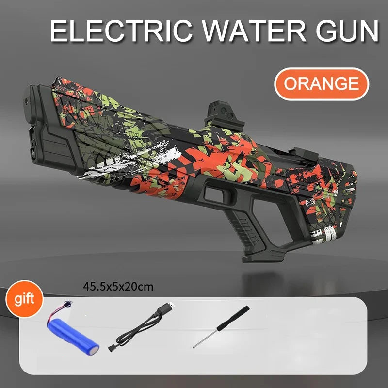 Electric continuous water gun fully automatic water absorption large capacity outdoor battles  summer water fights children toys