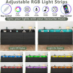 Dresser for Bedroom with Power Outlet, Modern Chest of LED Light, Open Storage Cubby, Organizer, Entryway, Living Room, Black