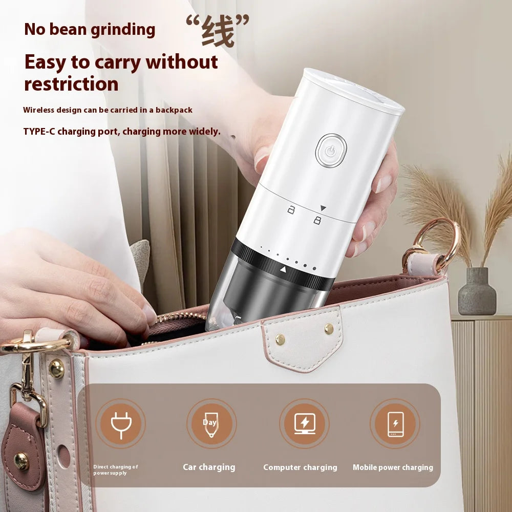 Coffee Grinder For Outdoor Household Use, Detachable Lid, Adjustable Thickness For Adding Beans, Electric Ceramic Coffee Grinder