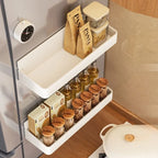 Kitchen Magnetic Suction Shelf Carbon Steel Wall-Mounted Free Punching Refrigerator Side Storage Kitchen Seasoning Storage Rack