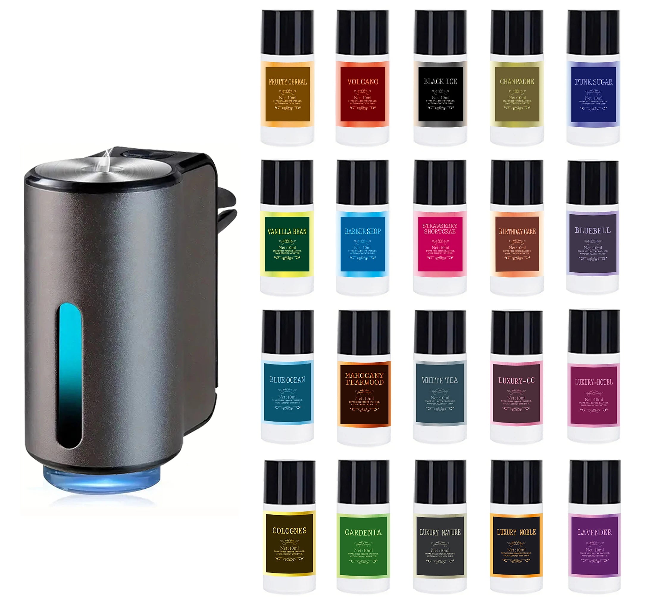Car air freshener, three strengths adjustable, car aromatherapy machine, portable freshener perfume fragrance