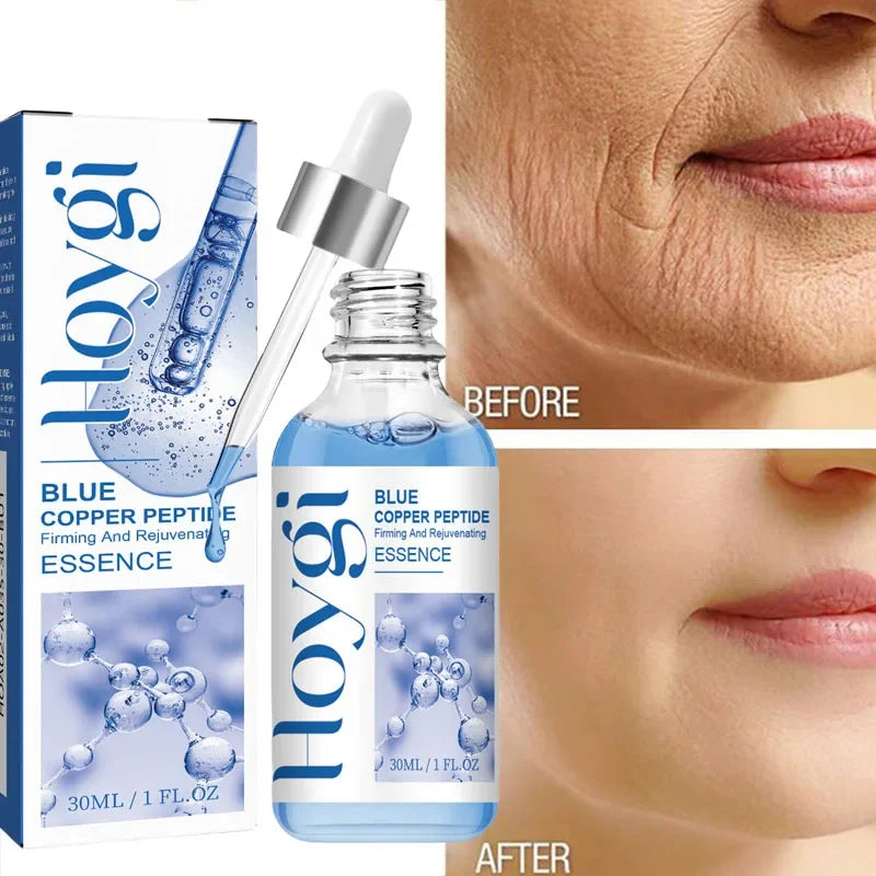 Blue Copper Peptide Wrinkle Serum Firming Lifting Reduce Fine Lines Restore Skin Elasticity Moisturizing Hydrating Brighten 30ml