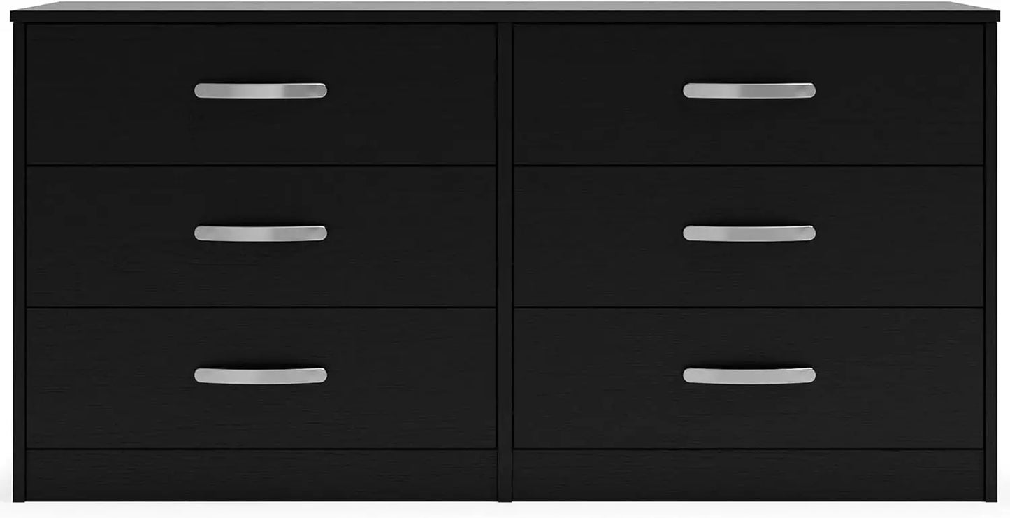 Finch Contemporary 6 Drawer Dresser, Black