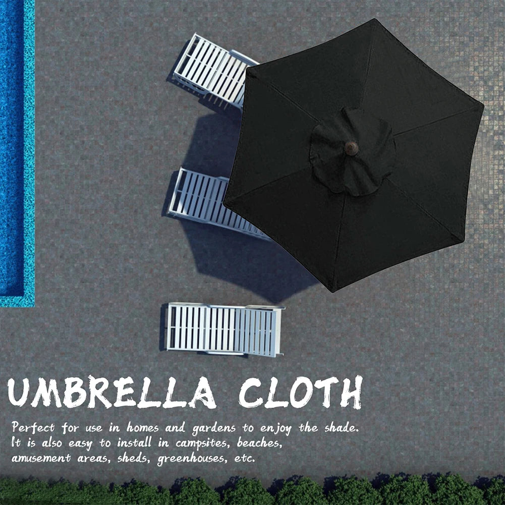 6 Bones Umbrella Replacement Canopy Without Stand 2m Parasol Umbrella Cover Waterproof UV Protection for Outdoor Beach Garden