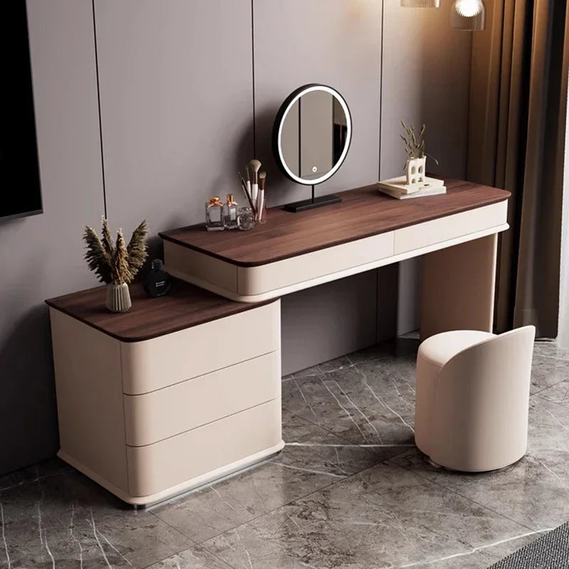 Minimalist Storage Vanity Table Nordic Wooden Luxury Salon Bedroom Dresser Space Saving Beauty Meuble Coiffeuse Furniture