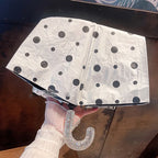 Bling Rhinestones Handle Sunshade Umbrella Women's Sunshine Rain Umbrella Portable Polka Dots Anti UV Folding Sun Umbrella