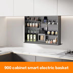 Kitchen Wall Cabinet Vertical Lifting Basket Electric Intelligent Voice and Touch Control Automatic Seasoning Basket Cabinet